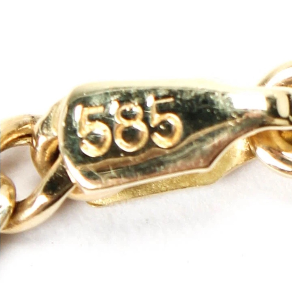Ferkos Womens 14K Yellow Gold Diamond 3 Station Curb Chain Bracelet 6.5" 2.4g - Picture 6 of 8